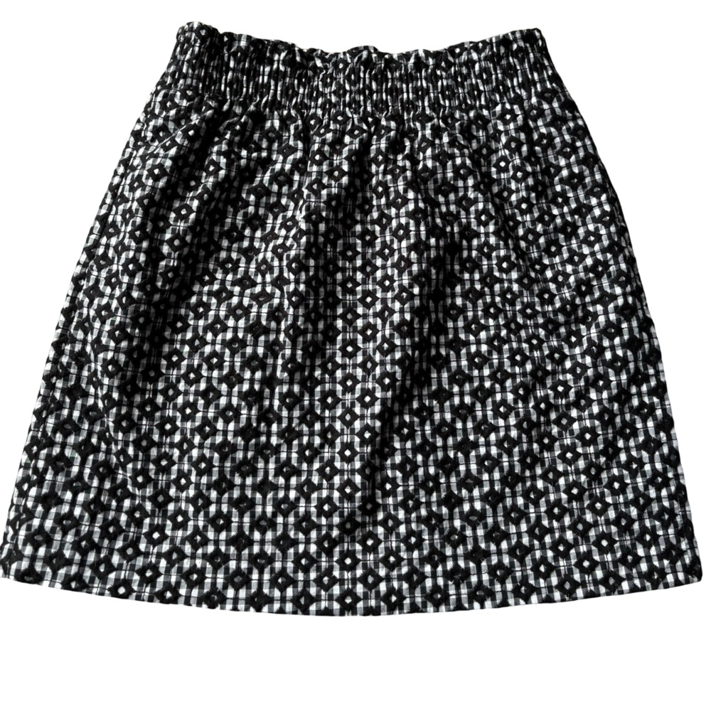 J. Crew Black and White embroidered mini Skirt